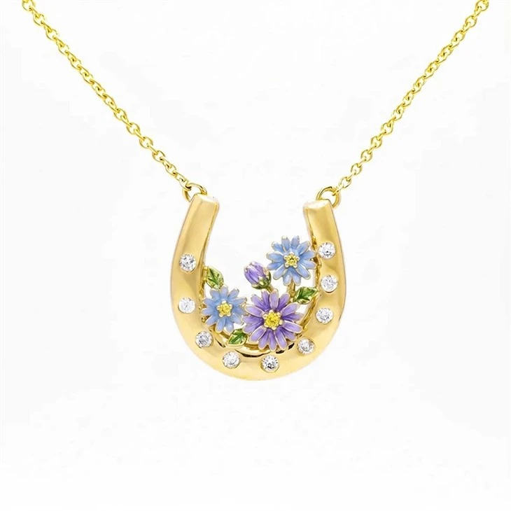 Floral Horseshoe Pendant Necklace high quality