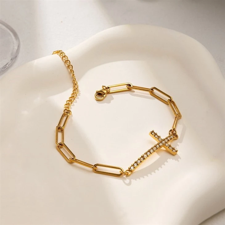 Minimalist Zircon Cross Chain Bracelet best