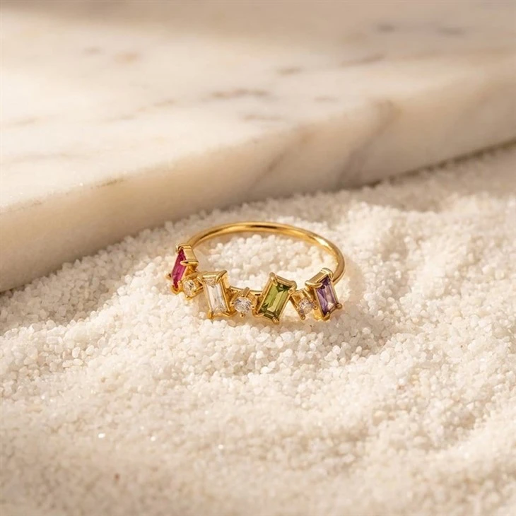 Multicolor Baguette CZ Ring price