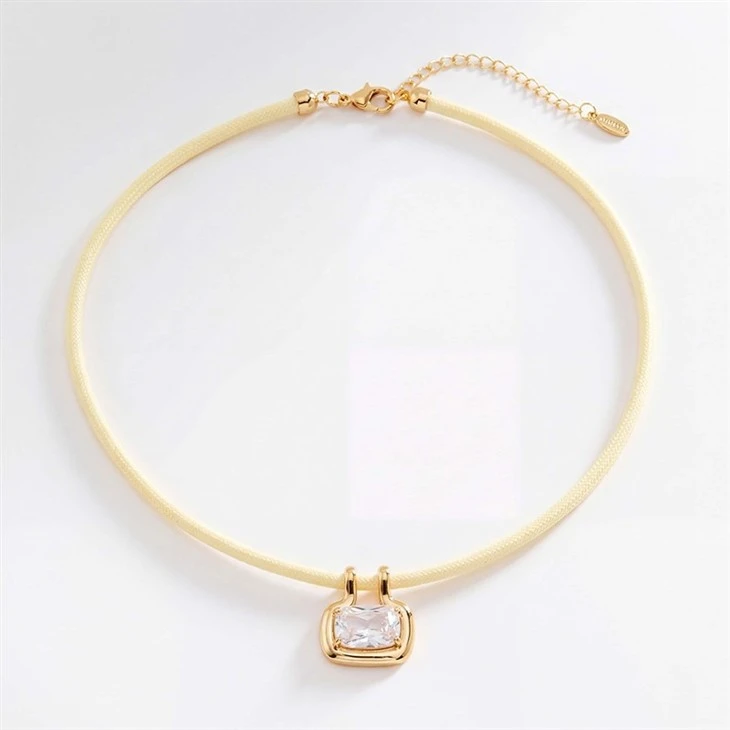 Square Stone Braided Rope Choker Necklace price